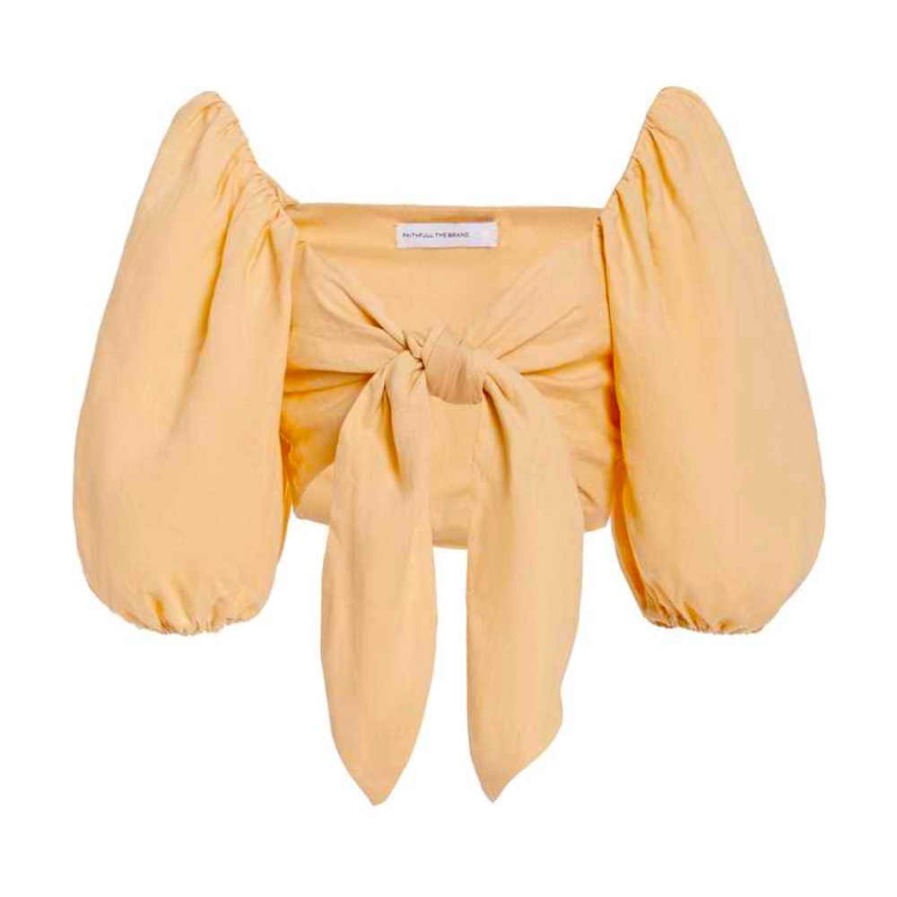 Tie-Front Linen Crop Top